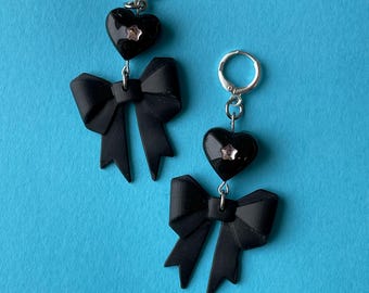 Gemstar Bow Heart Earrings
