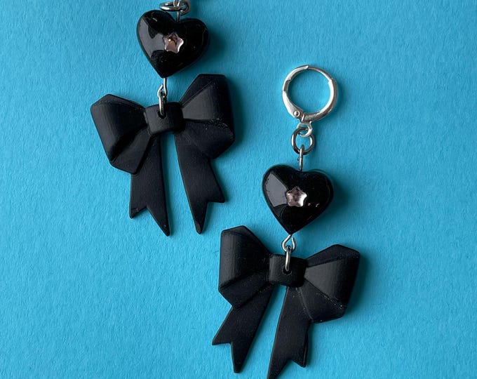 Gemstar Bow Heart Earrings