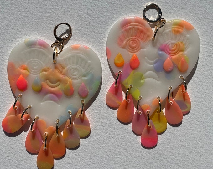 Crying Hearts - Rainbow Marble Floral