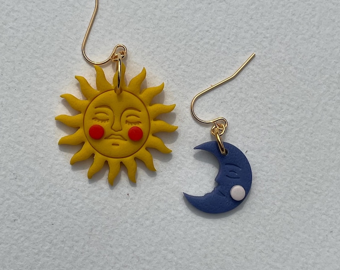 Moon and Sun mismatch earrings