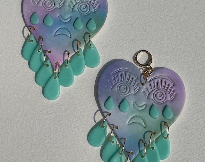 Crying Hearts - Pastel Hearts in Purple and Blue