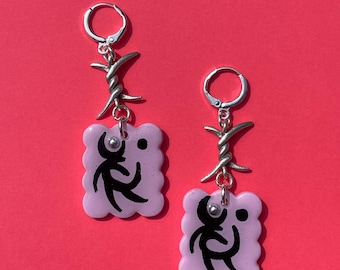 Pink Tribal Tattoo Earrings