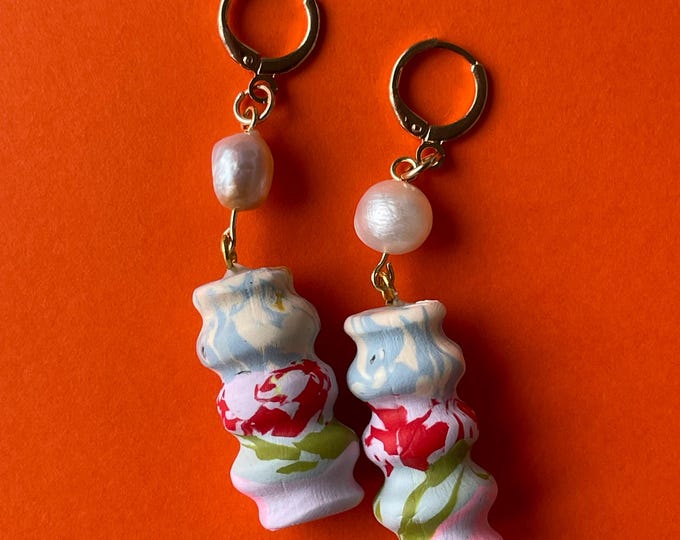 Pearl Tower Bead Earrings