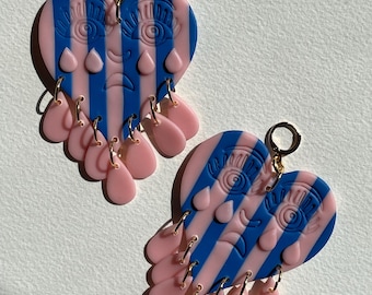 Crying Hearts - Beach Towel Hearts in Pink and Blue