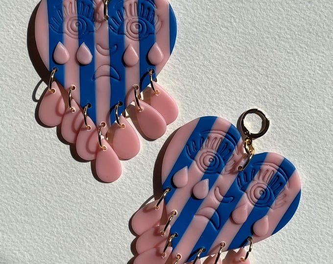 Crying Hearts - Beach Towel Hearts in Pink and Blue