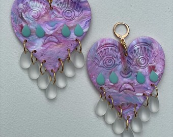 Crying Hearts - Pink Crystal Marble