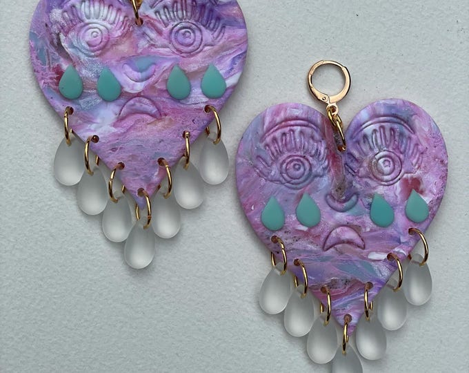 Crying Hearts - Pink Crystal Marble