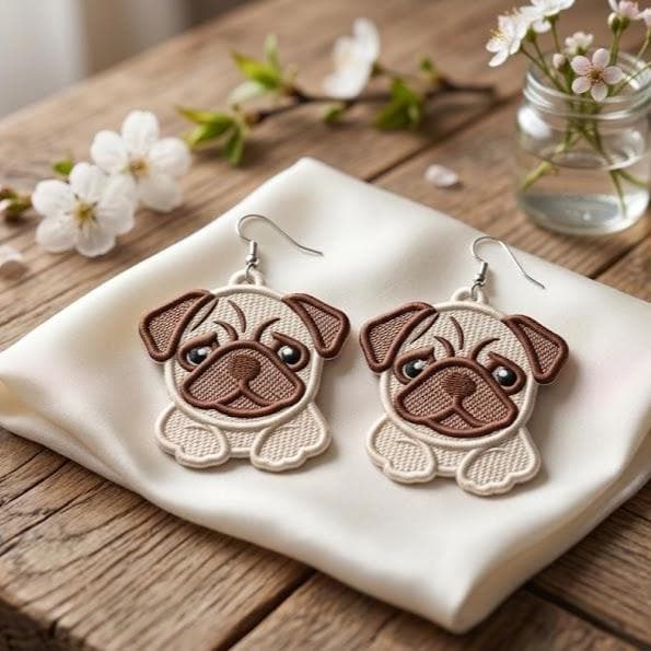 パグ犬のイヤリング - Etsy 日本