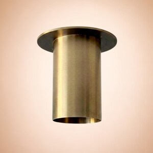 Single Antique Brass Flush Mount Ceiling Light – Mid-Century Modern Fluted Light Fixture.