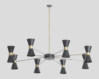 Mid-Century Modern Sputnik Chandelier: Italian Stilnovo Brass Eight-Arm Light.