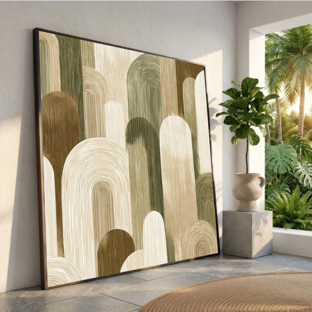 Earth Tone Arches Canvas Wall Art, Modern Abstract Geometric Design ...