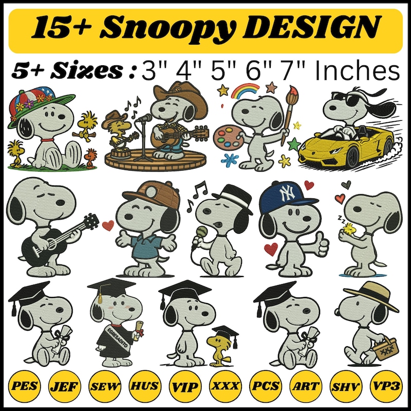 Snoopy Embroidery Designs - Etsy