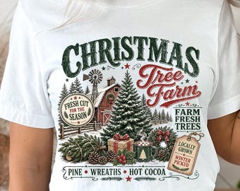 Christmas Tree Farm Shirt 2026, Vintage Farm Fresh Christmas Tee, Rustic Holiday Shirt, Christmas Tree Graphic Tee, Cozy Winter Gift