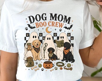 Dog Mom Boo Crew Halloween Shirt, Cute Ghost Dog T-Shirt, Spooky Dog Mom Tee, Golden Retriever Dachshund Lab Halloween Shirt 2026