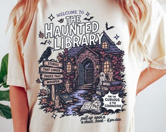 Haunted Library Shirt, Bookish Halloween Shirt, Spooky Reader Tee, Halloween Book Lover Gift, Gothic Library Shirt, Fall Reading Tee