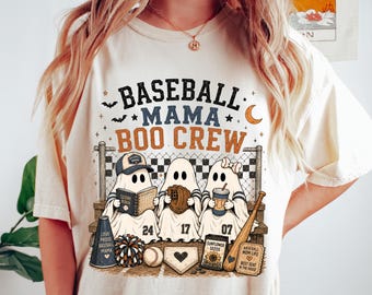 Baseball Mama Boo Crew Shirt, Halloween Baseball Mom Tee, Spooky Baseball Mama Shirt, Ghost Game Day T-Shirt, Baseball Mom Gift 2026