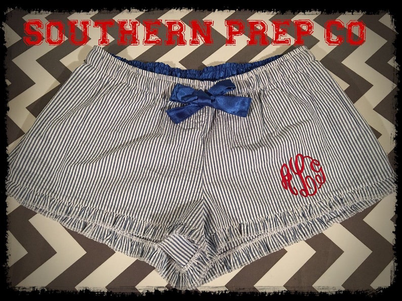 Monogrammed Ruffled Seersucker Boxer Shorts Etsy