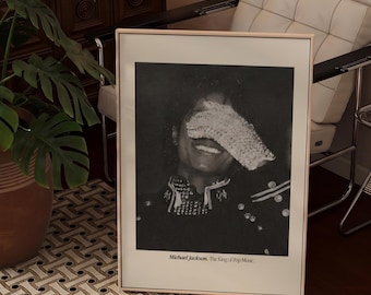 Michael Jackson Vintage Black and White Print – Minimalist King of Pop Music Photography Decor