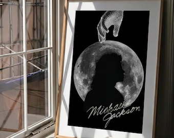 Michael Jackson Månsilhuetttryck – Svartvit popkonstväggdekoration