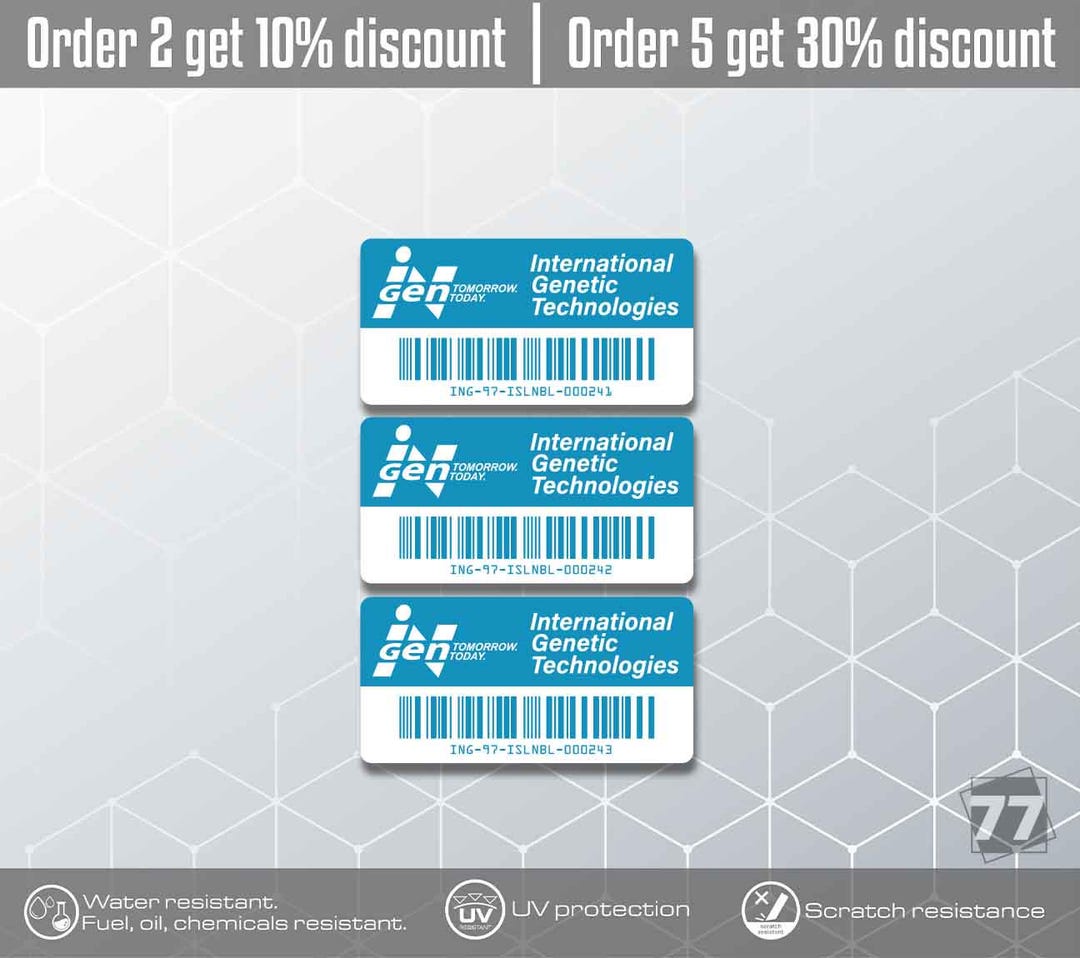 Ingen Asset Tag Sticker Set of 3, Waterproof Vinyl Decals, High Quality ...