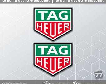 Set di 2 adesivi Tag Heuer, in vinile impermeabile, di alta qualità, ideali per auto, bici, laptop e borracce.