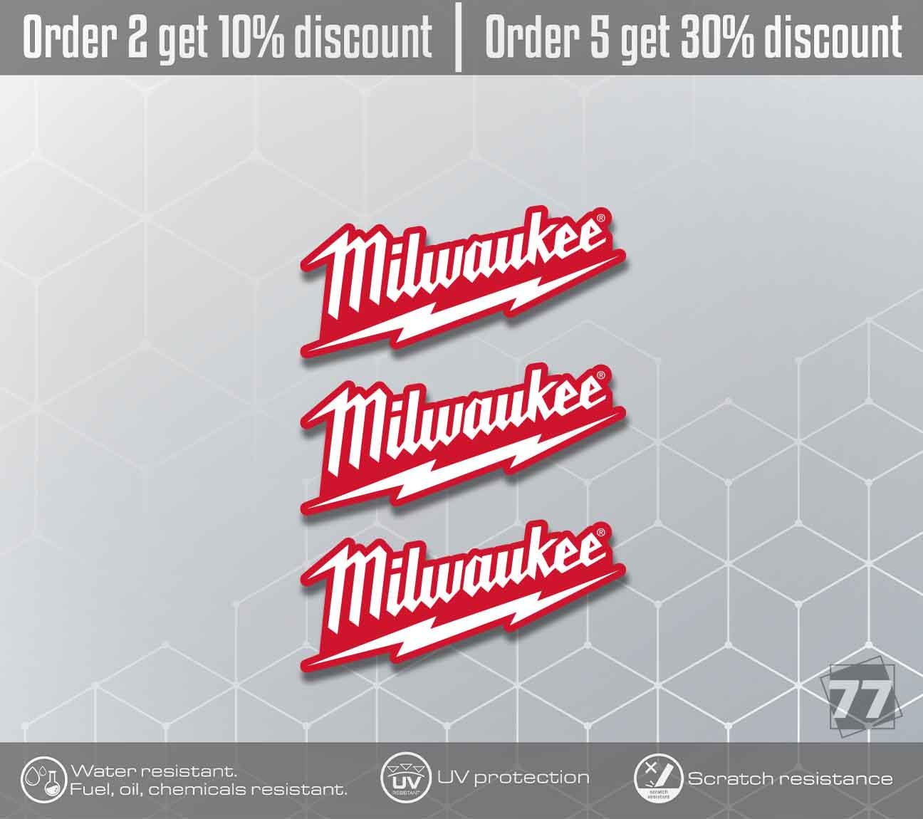 Lot De 2 Stickers Autocollants Milwaukee - Pour Outillage Et Bricolage - Garantie 5 Ans Lot De 2 Stickers Autocollants Milwaukee - Pour Outillage Et Bricolage - Garantie 5 Ans