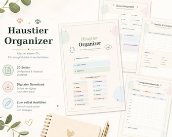 Printbare huisdierenplanner (PDF) | Huisdierplanner, voedingsschema, dierenarts, trimsalon & huisdierenoppaslijst