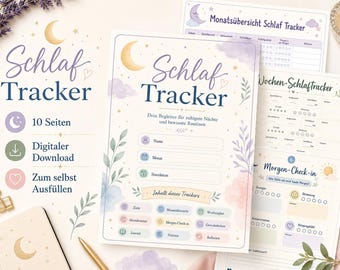 Suivi du sommeil (PDF à imprimer) | Planificateur de sommeil, routine du soir, habitudes et aperçu mensuel | Téléchargement numérique