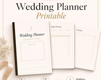 Planificateur de mariage PDF – Modèle de planificateur de mariage à imprimer, format A4, 12 pages, format numérique