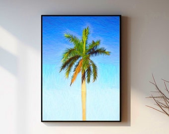 Palm Tree Painting, Tropical Palm Print, Palm Tree Art Gift, Modern Coastal Wall Decor, Beach House Art, Framed/Unframed Prints or Canvas