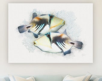 Humu Picasso Triggerfish Art Print: Hawaiian Coastal Decor