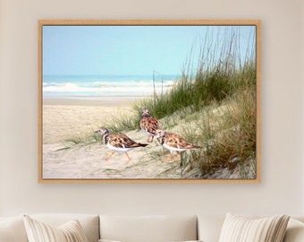 Sandpiper Art, Sandpiper Sand Dunes, Shorebirds, Coastal Art Gift, Modern Coastal Wall Decor, Beach House Art, Framed/Unframed-Prints/Canvas