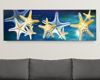 Starfish Canvas Wall Art: Blue Ocean Island Decor