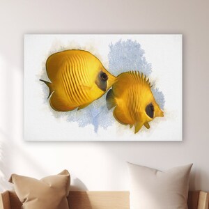 Modern Coastal Wall Art, Tropical Fish Art, Beach House Print, Fish Painting, Beach/Bath Decor, Coastal gift, Framed/Unframed-Prints/Canvas
