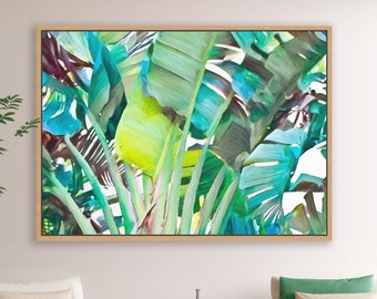 Modern Tropical Plant Art, Bird of Paradise, Tropical House Art, Modern Coastal Decor, Botanical Art Gift, Framed /Unframed- Prints/Canvas