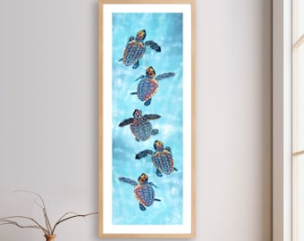 Baby Sea Turtle Hatchlings Art: Beach Decor, Canvas or Print, Framed/Unframed Options