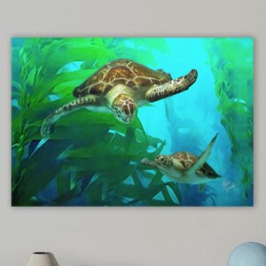 Sea Turtle Wall Art, Sea Turtle Gift, Sea Turtle Painting, Ocean Art, Green Sea Turtle, Beach/Bath Decor, Framed or Unframed Prints/Canvas