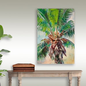 Coconut Palm Art, Palm Tree Print, Coconut Palm Print, Tropical Decor, Beach Decor Gift, Palm Tree Painting, Framed/Unframed Prints/Canvas
