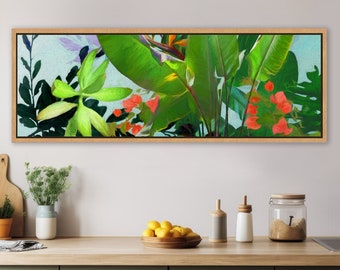 Arte mural panorámico tropical: Impresión botánica, lienzo con o sin marco