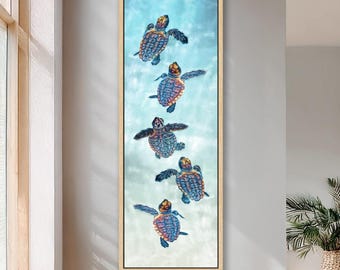 Arte de cría de tortuga marina: Impresión o lienzo de decoración playera