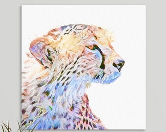 Colorful Cheetah Art Print or Canvas: African Safari Decor, Framed/Unframed Options