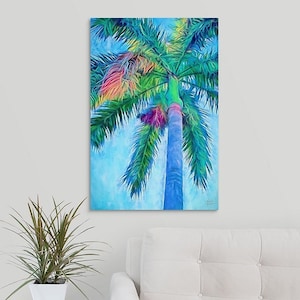 Palm Art, Palm Painting I, Blue Palm, Palm Art Lover Gift, Tropical Decor, Beach Decor, Palm Tree Painting, Framed/Unframed Prints/Canvas