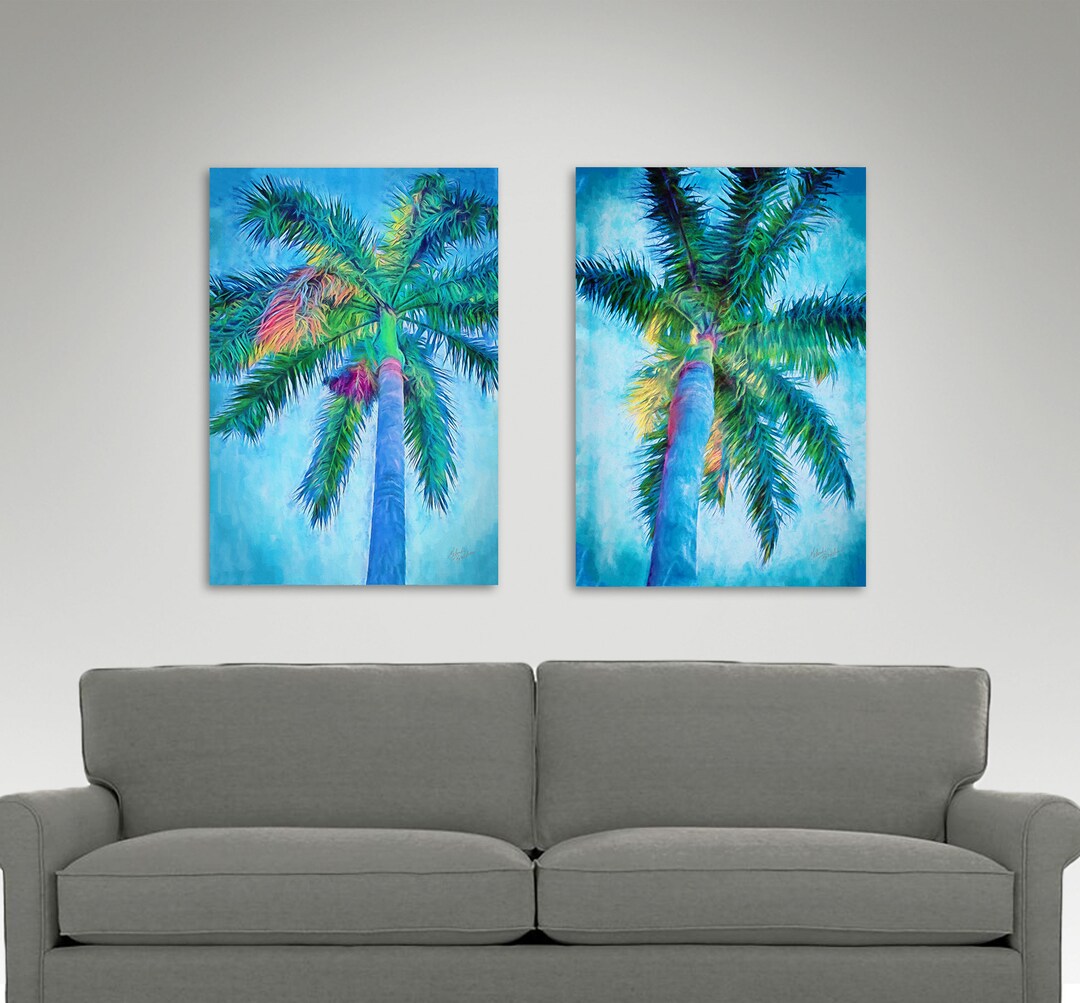 Gallery Wall Palm Art, SET of TWO, 20 OFF, Palm Tree Art, Palm Tree