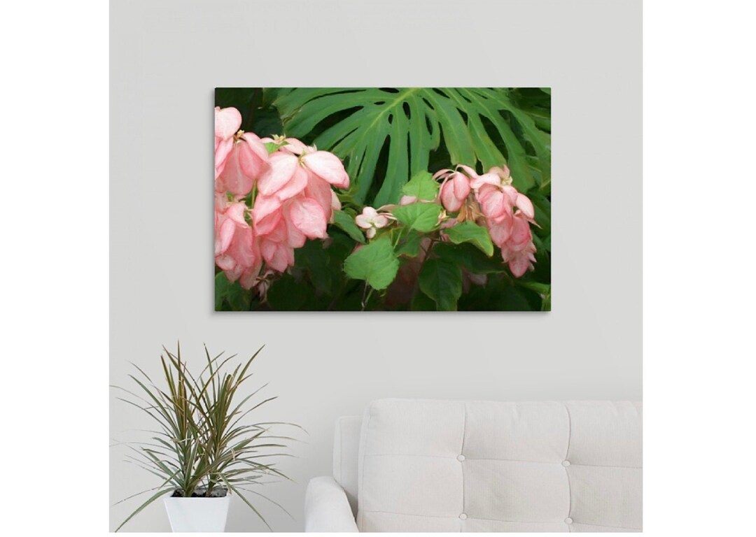 Pink and Green Tropical Art, Large Flower Art, Fine Art Modern Floral