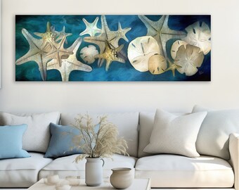 Impresión artística o lienzo de dólar de arena y estrella de mar: decoración de isla costera, opciones con o sin marco