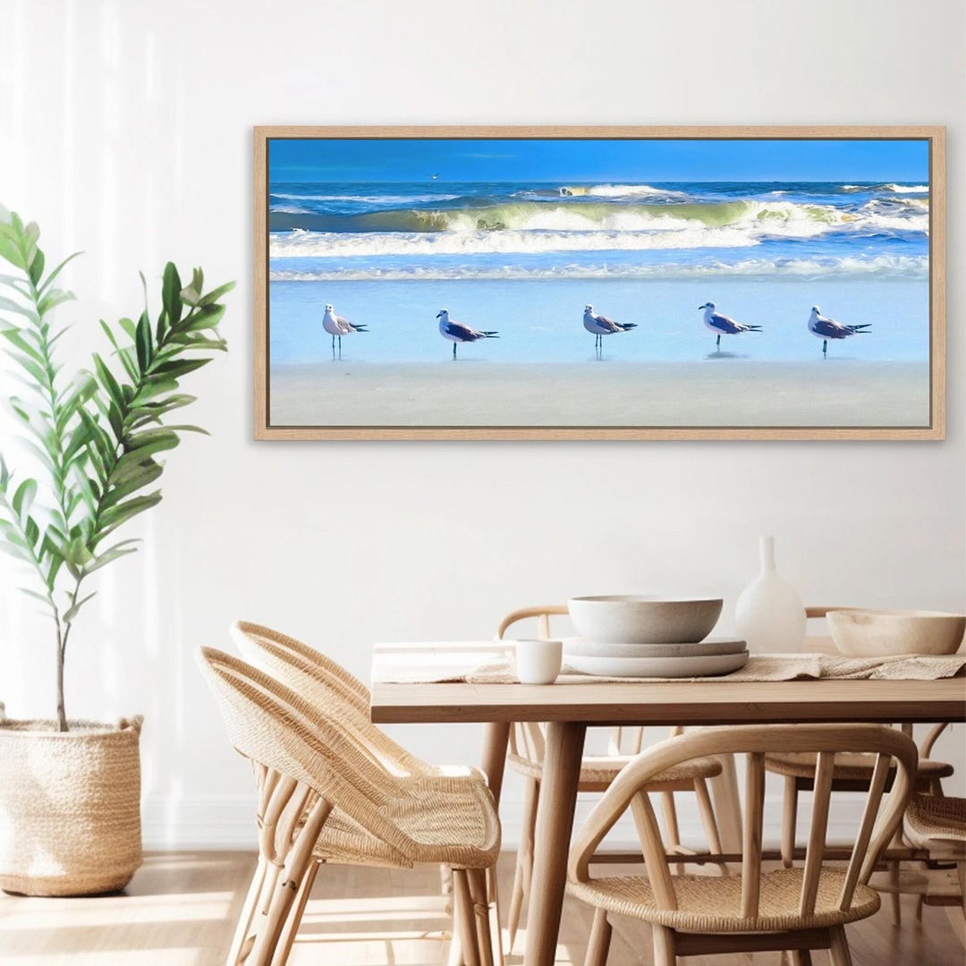 Seagull Beach Art: Coastal Panoramic, Fine Art Print or Canvas - Etsy