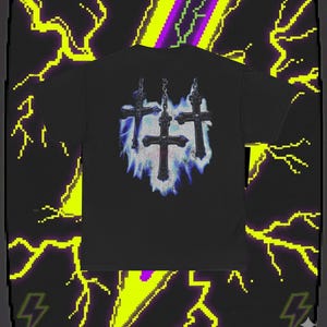 Three Cross Gothic Jesus Tee (different white variant) | Christian Streetwear Shirt | Both side print