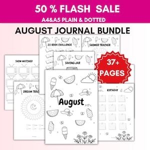 August Journal Bundle, Summer Habit Reading Savings Trackers (A4/A5)