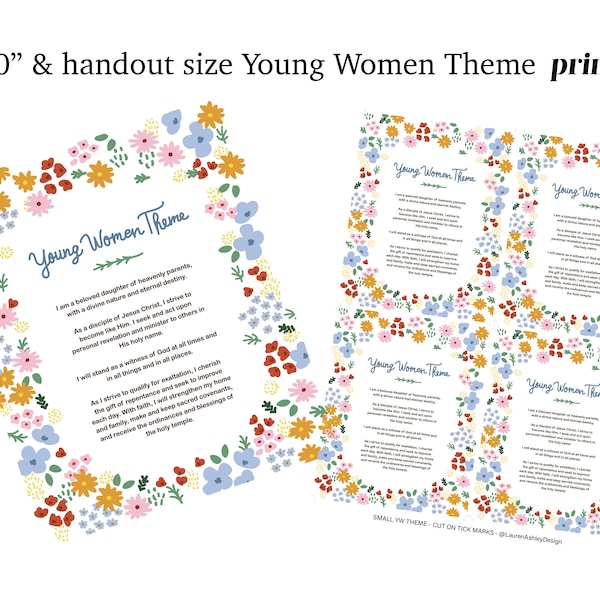 Young Women's Theme LDS Printable, Digital Download, modern lds art, new young women’s theme