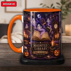Personalized Haunted Library Mug, Ghost Story Coffee, Librarian Halloween, Cursed Book Nook, Spooky Shelf Gift, Phantom Reader Cup